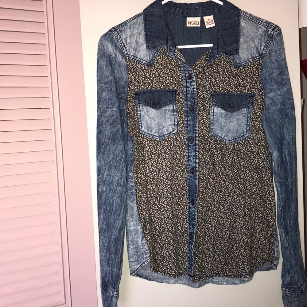Mudd Denim and Floral print Button-up Shirt